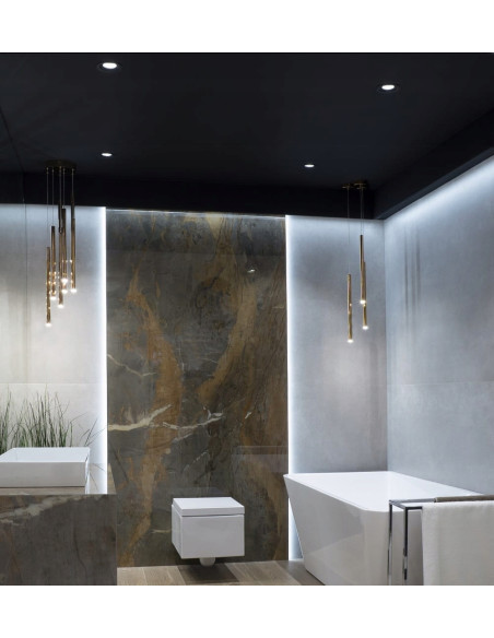 Luksusowy złoty żyrandol LED Organic z 10 tubami – nowoczesne oświetlenie do eleganckich wnętrz.