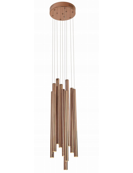 Lampa wisząca Organic Copper 10-punktowa - nowoczesne oświetlenie LED do luksusowych wnętrz, 180 cm.