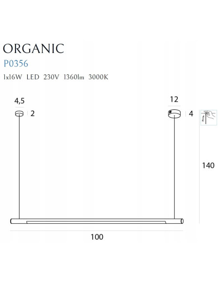 Listwa LED Organic Horizon 100cm złota - nowoczesne oświetlenie do salonu, jadalni, sypialni i biura