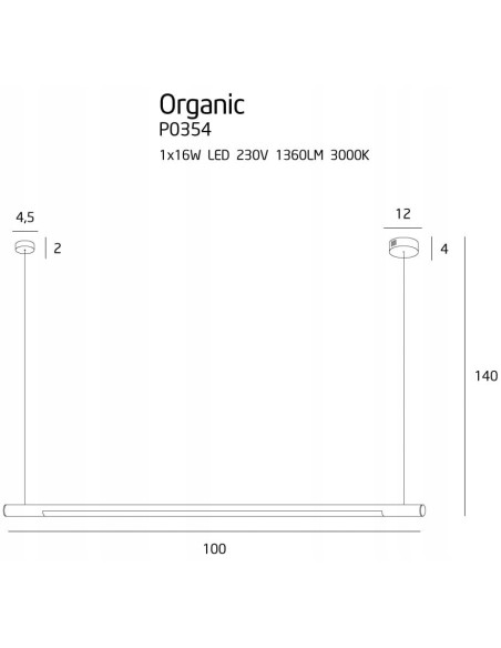 Lampa wisząca LED Belka Organic Horizon 100cm czarna - nowoczesne oświetlenie do jadalni i eleganckich wnętrz
