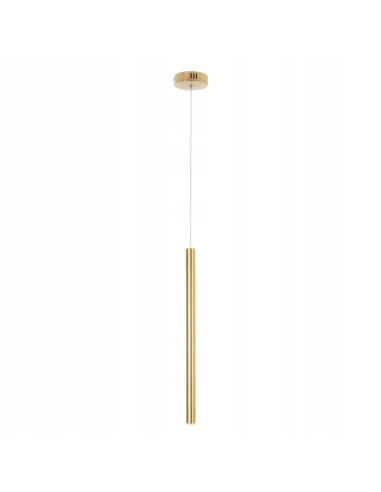 Lampa wisząca Organic Gold Tube 190 cm – nowoczesne oświetlenie LED w minimalistycznym stylu, idealne do jadalni.