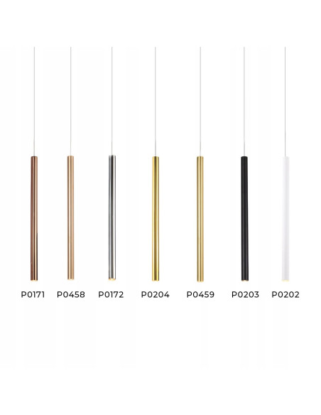 Lampa wisząca Organic Gold Tube 190 cm – nowoczesne oświetlenie LED w minimalistycznym stylu, idealne do jadalni.
