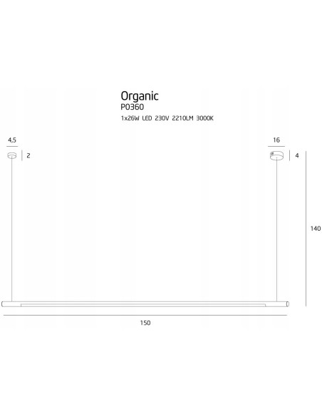 Lampa LED Maxlight Organic Horizon 140 cm – eleganckie oświetlenie w chromie do jadalni, biura i salonu