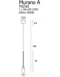 Lampa wisząca Murano 190 cm z szklanymi kloszami, nowoczesny design LED do jadalni i salonu, elegancka i funkcjonalna 2