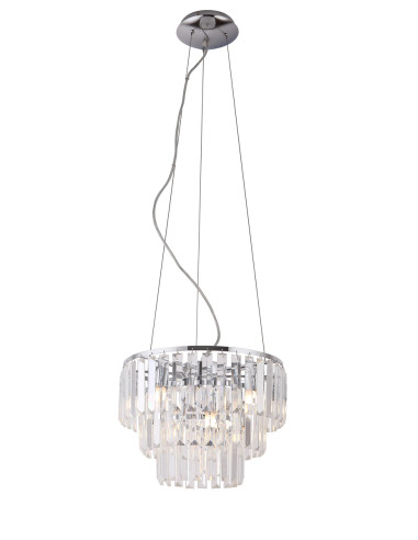 Żyrandol Monaco z kryształami, srebrny, 9 punktów świetlnych, nowoczesny design do eleganckich wnętrz, 150 cm wysokości