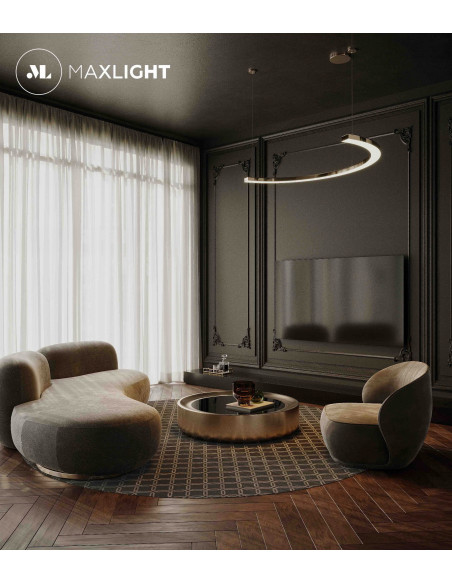 Lampa LED Lotus Półksiężyc Złota 180 cm – Eleganckie Oświetlenie do Salonu i Biura