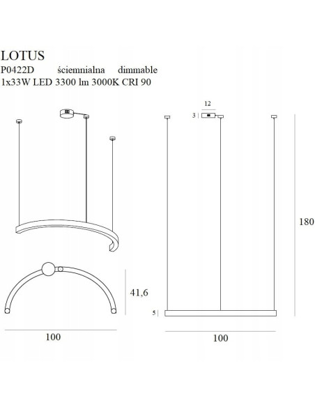 Lampa LED Lotus Półksiężyc Złota 180 cm – Eleganckie Oświetlenie do Salonu i Biura