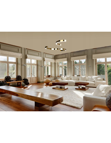 Lampa wisząca LED Lotus Gold - elegancki element oświetlenia do wnętrz hotelowych i reprezentacyjnych, 3-punktowe światło.