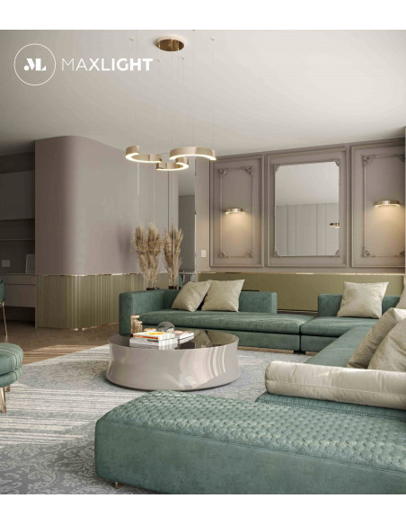 Lampa wisząca LED Lotus Gold - elegancki element oświetlenia do wnętrz hotelowych i reprezentacyjnych, 3-punktowe światło.