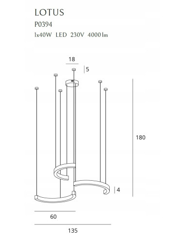 Lampa wisząca LED Lotus Gold - elegancki element oświetlenia do wnętrz hotelowych i reprezentacyjnych, 3-punktowe światło.
