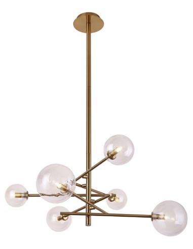 Mosiężny żyrandol Lollipop 6-punktowy – nowoczesna lampa w kształcie mydlanych bańki do eleganckich wnętrz