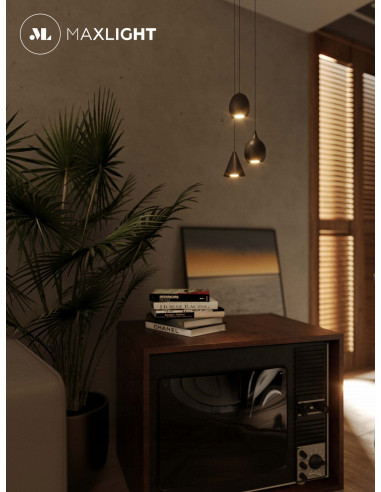 Lampka wisząca Maxlight Comet Round LED 150 cm, czarna, nowoczesne oświetlenie do wnętrz, energooszczędna 5W