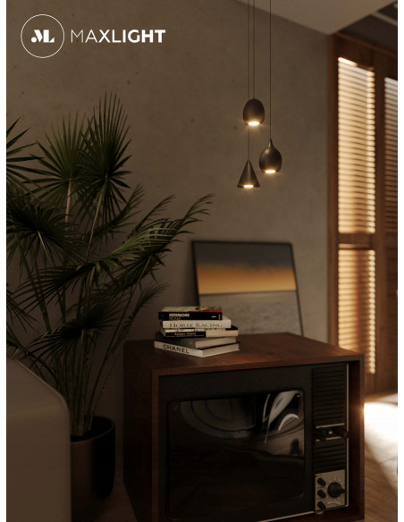 Lampka wisząca Maxlight Comet Round LED 150 cm, czarna, nowoczesne oświetlenie do wnętrz, energooszczędna 5W