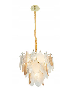 Lampa wisząca Arwena z szklanymi liśćmi w odcieniach złota i kremu - elegancka ozdoba do Twojego wnętrza. 2