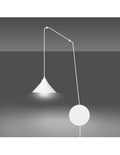 Nowoczesny kinkiet ABRAMO z długim przewodem, elegancki biały metal, idealny do biura i salonu