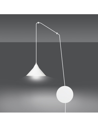 Nowoczesny kinkiet ABRAMO z długim przewodem, elegancki biały metal, idealny do biura i salonu