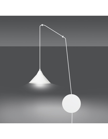 Nowoczesny kinkiet ABRAMO z długim przewodem, elegancki biały metal, idealny do biura i salonu