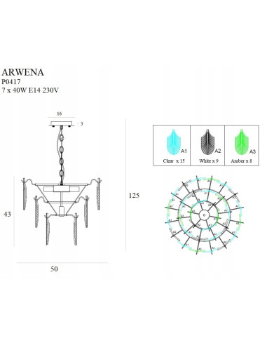 Lampa wisząca Arwena z szklanymi liśćmi w odcieniach złota i kremu - elegancka ozdoba do Twojego wnętrza.