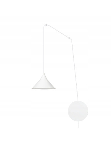 Nowoczesny kinkiet ABRAMO z długim przewodem, elegancki biały metal, idealny do biura i salonu