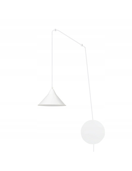 Nowoczesny kinkiet ABRAMO z długim przewodem, elegancki biały metal, idealny do biura i salonu