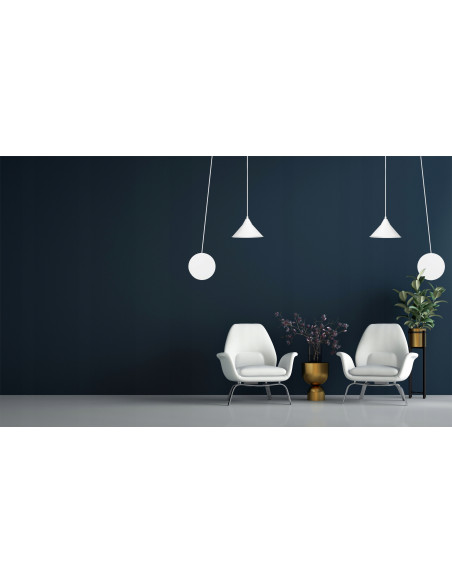 Nowoczesny kinkiet ABRAMO z długim przewodem, elegancki biały metal, idealny do biura i salonu