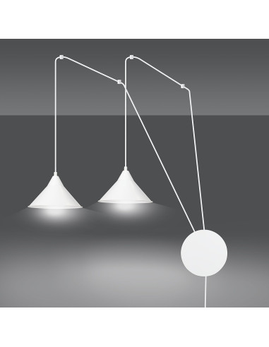 Lampa wisząca ABRAMO - nowoczesny kinkiet metalowy z 2 źródłami światła w eleganckim białym kolorze