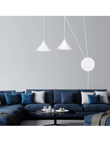 Lampa wisząca ABRAMO - nowoczesny kinkiet metalowy z 2 źródłami światła w eleganckim białym kolorze