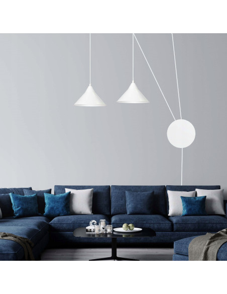 Lampa wisząca ABRAMO - nowoczesny kinkiet metalowy z 2 źródłami światła w eleganckim białym kolorze
