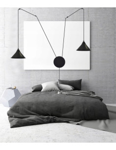 Kinkiet ABRAMO 2-punkty w czerni z regulowanym przewodem – nowoczesne oświetlenie do biura, jadalni i salonu 2