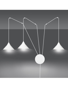 Nowoczesna lampa sufitowa ABRAMO 3 w białym kolorze, 3 źródła światła E27, regulowana wysokość, idealna do każdego wnętrza