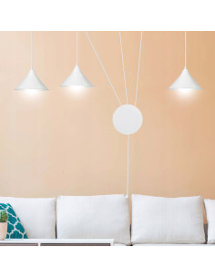 Nowoczesna lampa sufitowa ABRAMO 3 w białym kolorze, 3 źródła światła E27, regulowana wysokość, idealna do każdego wnętrza 2