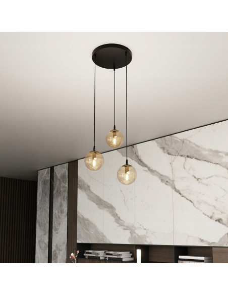 Lampa wisząca COSMO 3 BL - Nowoczesny minimalizm do wysokich wnętrz z eleganckim oświetleniem w trzech punktach.