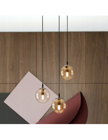 Lampa wisząca COSMO 3 BL - Nowoczesny minimalizm do wysokich wnętrz z eleganckim oświetleniem w trzech punktach.