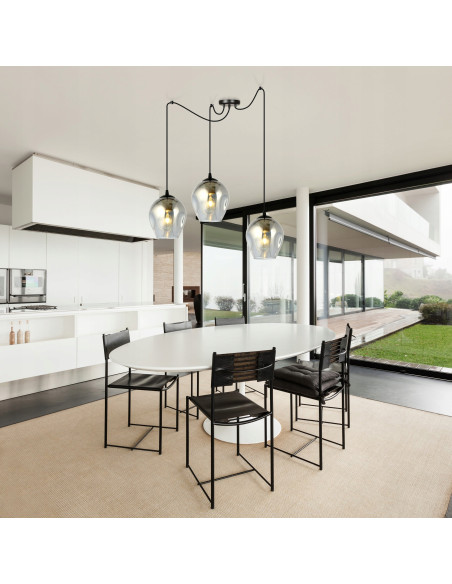 Lampa sufitowa LEVEL 3 BL - nowoczesna, regulowana lampa do jadalni, metalowo-szklana w kolorze czarnym