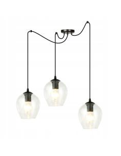Lampa Wisząca LEVEL 3 E27 z Szklanymi Kloszami i Regulowanymi Przewodami w Kolorze Czarnym/Bezbarwnym
