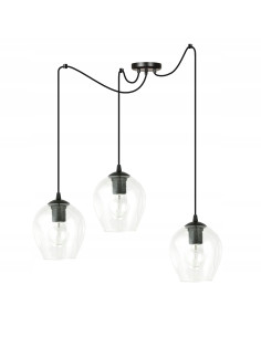 Lampa Wisząca LEVEL 3 E27 z Szklanymi Kloszami i Regulowanymi Przewodami w Kolorze Czarnym/Bezbarwnym 2