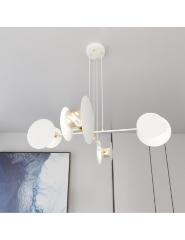 Lampa sufitowa IDEA z geometrycznymi kształtami i złotymi akcentami – nowoczesny dodatek do eleganckich wnętrz.