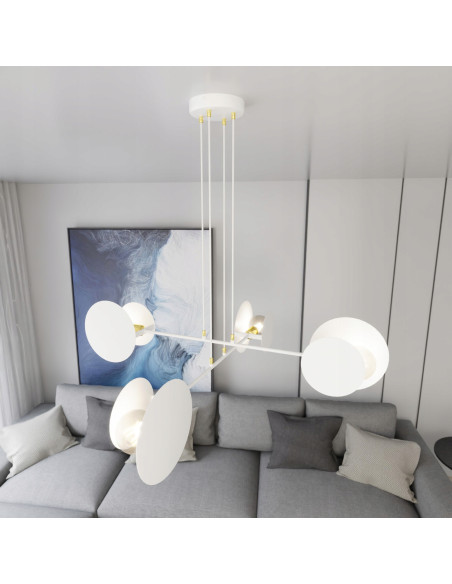 Lampa sufitowa IDEA z geometrycznymi kształtami i złotymi akcentami – nowoczesny dodatek do eleganckich wnętrz.