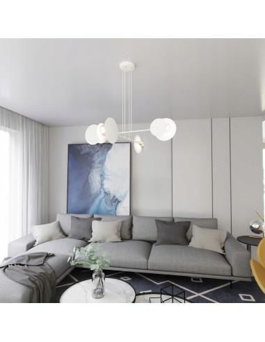 Lampa sufitowa IDEA z geometrycznymi kształtami i złotymi akcentami – nowoczesny dodatek do eleganckich wnętrz.