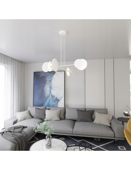 Lampa sufitowa IDEA z geometrycznymi kształtami i złotymi akcentami – nowoczesny dodatek do eleganckich wnętrz.