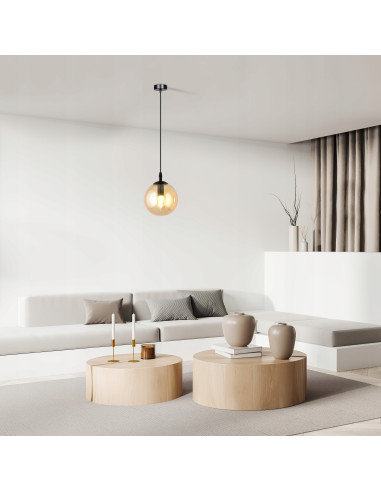 Lampa wisząca COSMO 1 BL z miodowym kloszem ze szkła – stylowe oświetlenie do nowoczesnych wnętrz
