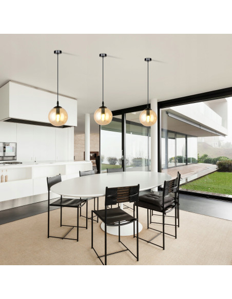 Lampa wisząca COSMO 1 BL z miodowym kloszem ze szkła – stylowe oświetlenie do nowoczesnych wnętrz