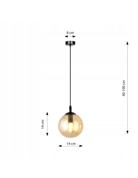 Lampa wisząca COSMO 1 BL z miodowym kloszem ze szkła – stylowe oświetlenie do nowoczesnych wnętrz