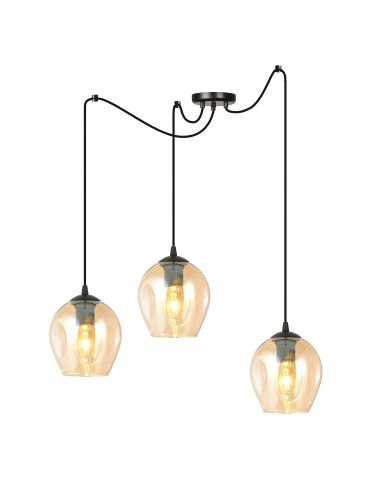Lampa sufitowa LEVEL 3 BL w stylu loftowym, beżowy zwis z 3 kloszami E27, nowoczesny design do wnętrz
