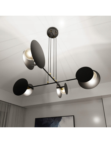 Lampa wisząca IDEA 4 E27 w czerni z regulacją - nowoczesne oświetlenie biurowe i do wnętrz prywatnych