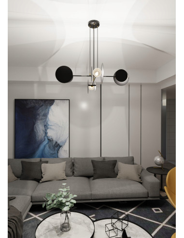 Lampa wisząca IDEA 4 E27 w czerni z regulacją - nowoczesne oświetlenie biurowe i do wnętrz prywatnych