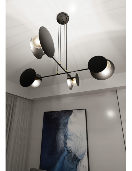 Lampa wisząca IDEA 4 E27 w czerni z regulacją - nowoczesne oświetlenie biurowe i do wnętrz prywatnych