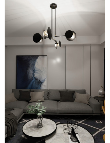 Lampa wisząca IDEA 4 E27 w czerni z regulacją - nowoczesne oświetlenie biurowe i do wnętrz prywatnych