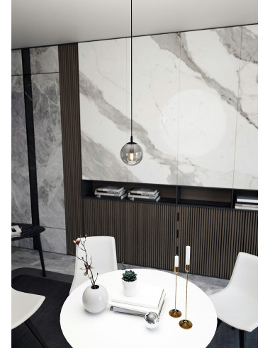 Lampa wisząca COSMO z grafitowym szkłem, minimalistyczna i elegancka do nowoczesnych wnętrz, idealna do biura i salonu.
