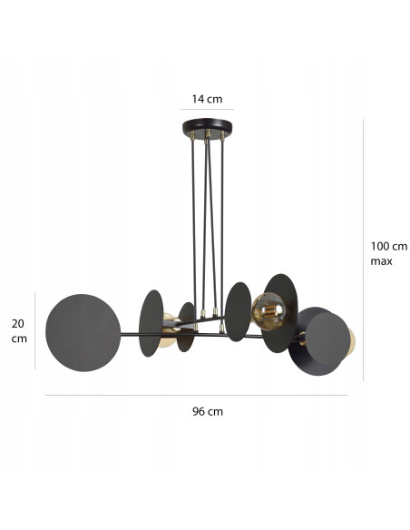 Lampa wisząca IDEA 4 E27 w czerni z regulacją - nowoczesne oświetlenie biurowe i do wnętrz prywatnych
